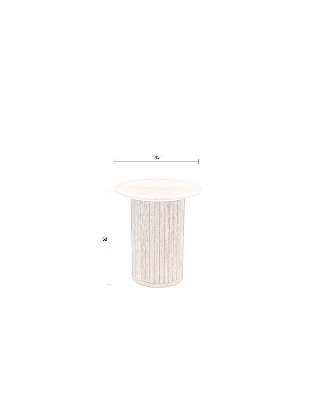 Dutchbone Arda Ribbed Brown Wood & Travertine Side Table